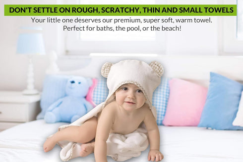 Set Channing & Yates Premium Organic Baby Towel - Soft Viscose Bamboo Hooded Towel & Washcloth - Girl & Boy Bath