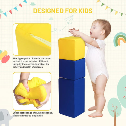 MODEREVE 7 Foam Blocks for Toddlers, Soft Building Blocks for Toddlers Colorful Stacking Blocks for Kids - Pieces