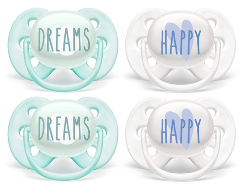 Philips AVENT Ultra Soft Pacifier 0-6 Months, Dreams and Happy Designs, 4