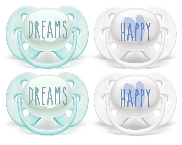 Philips AVENT Ultra Soft Pacifier 0-6 Months, Dreams and Happy Designs, 4