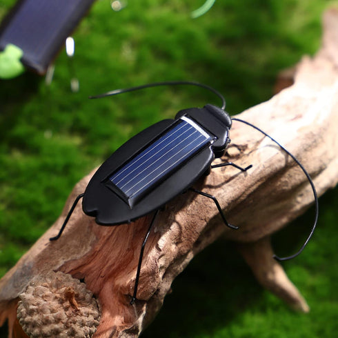2Pcs Solar Powered Insect Toys, Educational Fake Roaches Grasshopper Moving Toys for Kids Birthday, Christmas,