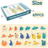 Wooden Castle Building Blocks Set, 69 Pieces Big Solid Beech Wood Stacking Toy for Kids