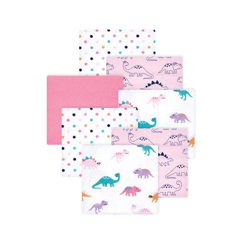 Little Treasure Hudson Baby Cotton Poly Flannel Receiving Blankets Multipack, Pink Cuteasaurus,