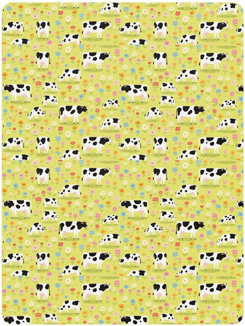 miaozhen 1 Pack 52x28 Cotton Baby Crib Sheets Soft Farm Animal Cow Flowers Colorful Crib Mattress Sheet for Nursery