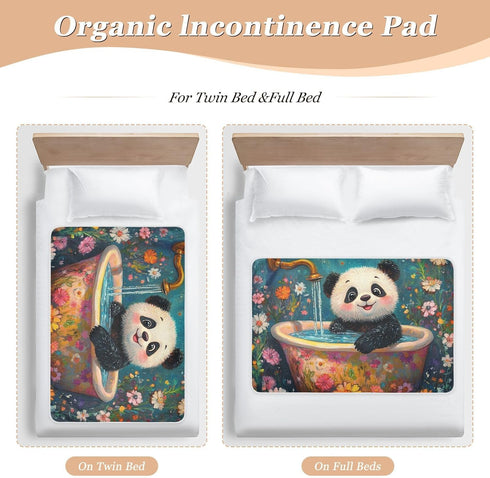 Yoogain 52" 34" Cartoon Panda Retro Bathtub Bed Underpads Waterproof Washable Potty Training Cover Breathable Pee Mats