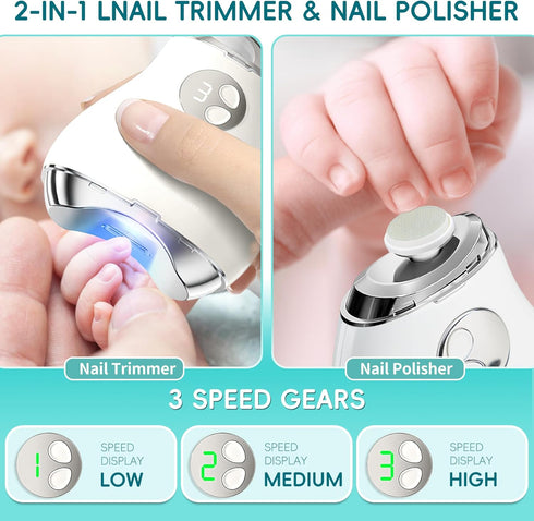 2 1 Trimmer 3 Trimmer Electric Nail Clipper, in Automatic Nail & Nail File, Speeds LCD Digital Display, USB