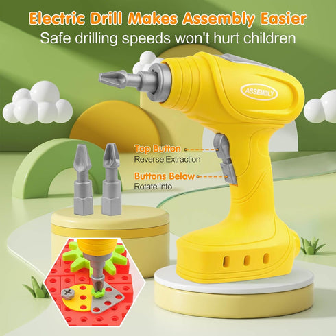 234 Set Set 3+ Building Toys, Pieces Upgrade Gear Building Blocks Kids Tool with Electric Drill, Kids Toys STEM Kits