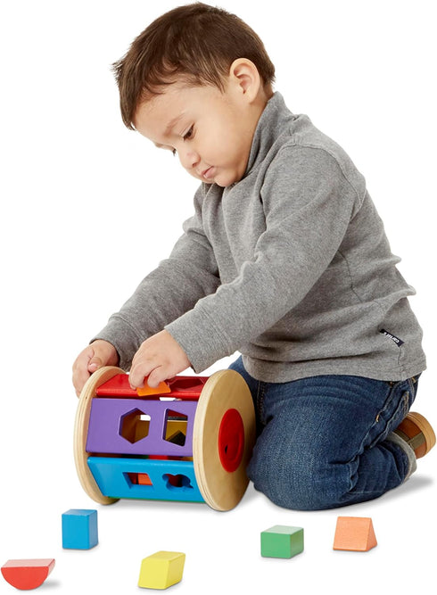 Melissa & Doug Match and Roll Shape Sorter | Classic Wooden Toy for Kids