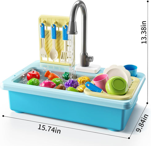 3 4 5 6 7 3-5 JUKUDAHU Play Sink with Running Water, Play Kitchen Toys Sink for Kids Years Old, Electrical Dishwasher