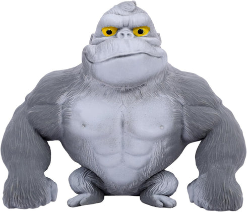 Gray Stretchy Gorilla Fidget Toy, Heavy Duty Sand-Filled Rubber Monkey Squishy, Stress Relief Ape with Goofy