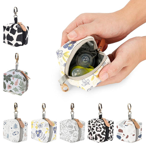 GANYKQ 2 Multifunctional Pacifier Holder Bag PU Leather Pacifier Case Bag Pacifier Storage Container Holds Pacifiers