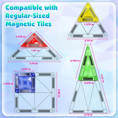 Magnetopia 40 Set 3+, Mini Diamond Texture Magnetic Tiles with Iron Box, PCS Travel Magnetic Tiles, STEM Educational