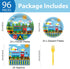 96 Set 24 gisgfim Pcs Train Plates and Napkins Party Supplies Train Birthday Party Tableware Train Theme Party