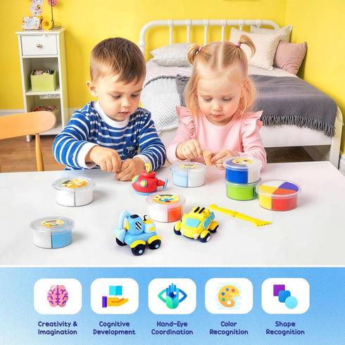 hittaty 12 Air Dry Clay Kits for Kids - Traffic Model Magic Clay, Boxes Molding Clay for Kids with Sculpting Tools