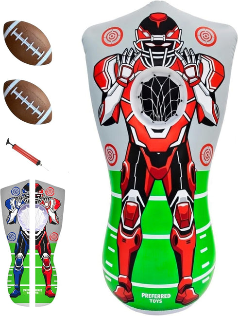 65 Preferred Toys Inflatable Football Target Net Toss Game - Double-Sided Throwing Practice Football Stuff with Mini