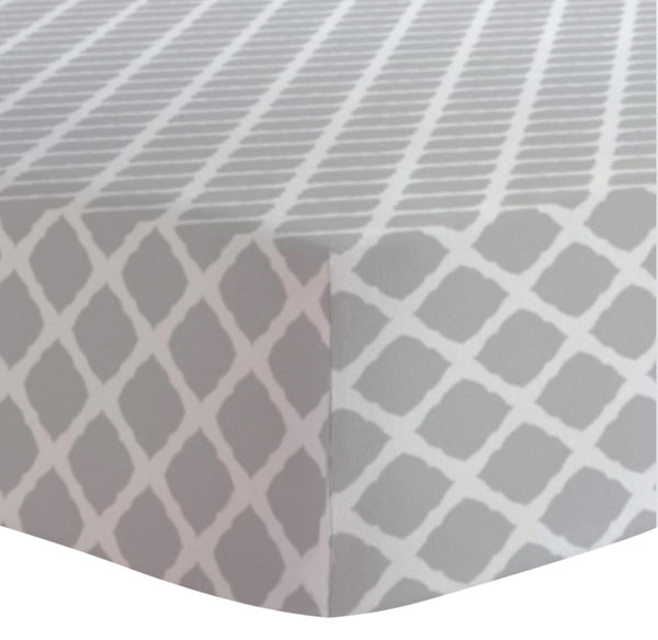 Kushies Changing Pad Cover for 1" Pad, 100% Breathable Cotton, Grey Lattice, Made in Canada