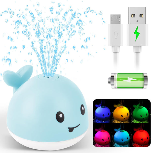 2024 Upgraded Baby Bath Toys, Light Up Whale Sprinkler Spray Water Pool Toys for Kids 1-3, Baby Shower Gifts for Boys
