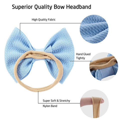 Cinaci 30 Pack Super Stretchy Nylon Hair Bands with Solid Bow Accessories for Baby Girls, Infants, Toddlers, Kids, Teens