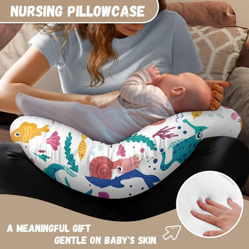 Hechitok Cartoon Ocean Nursing Pillow Cover Slipcover, Breastfeeding Newborn Infant Feeding Cushion Cover Pillow