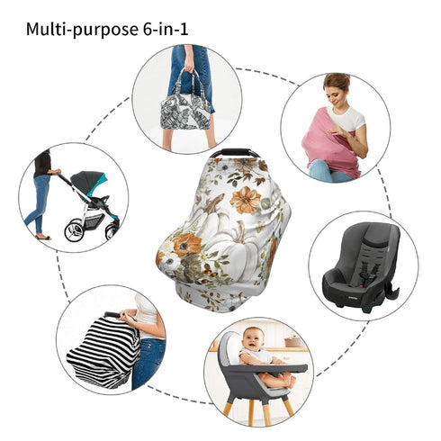 Schgap Halloween Pumpkins Car Seat Cover for Baby, Nursing Cover Breastfeeding Baby Carrier Cover Stroller Cover