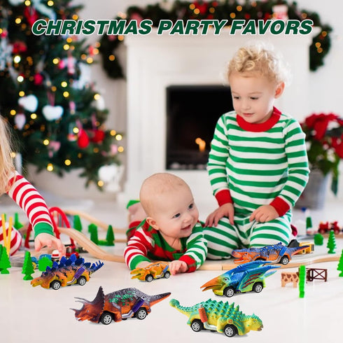 Mchochy 6 Pack Painting Dinosaur Pull Back Car Toys - DIY Kits for Kids Age 3-12, Christmas Party Favors