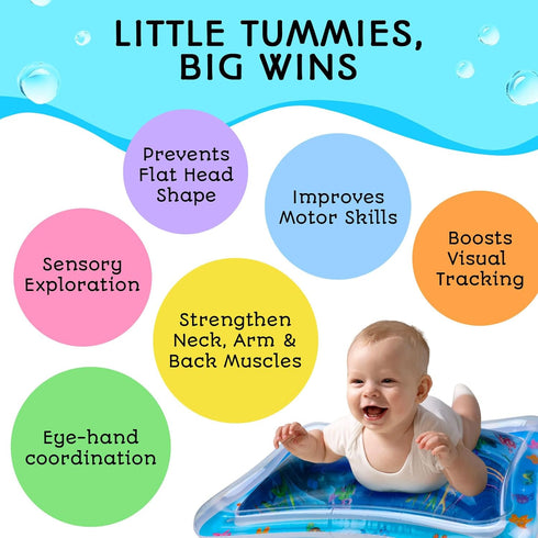 Tummy Tummy 100% 3-12 PAC3 Time Water Mat Inflatable Water Play Pad for Babies - Sensory Time Mat for Floor Play