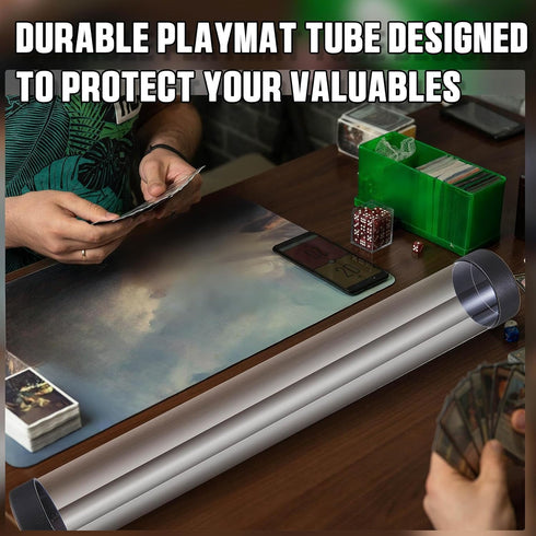 2 16.14 Inch Barydat Pcs Playmat Tube Round Compatible with MTG Play Mat Holders Playmat Case TCG Clear Artwork Tube