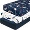 PHF 3 Pack Soft Shark Crib Sheets Fitted, Comfy Breathable Baby Sheets