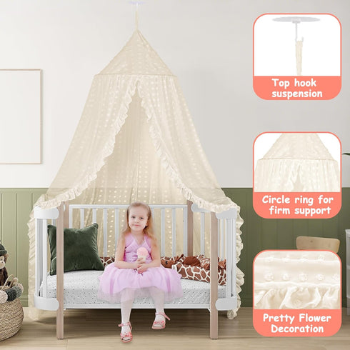 jiangcha Princess Bed Canopy for Girls - Crib Canopy for Bed - Mosquito Net for Bed, Kids Bed Canopy with Princess Room