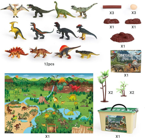 Figures,12 Playset FRUSE Jurassic Dinosaur Toys PCS Realistic Large Dinosaur Figurines with Jumbo Play Mat