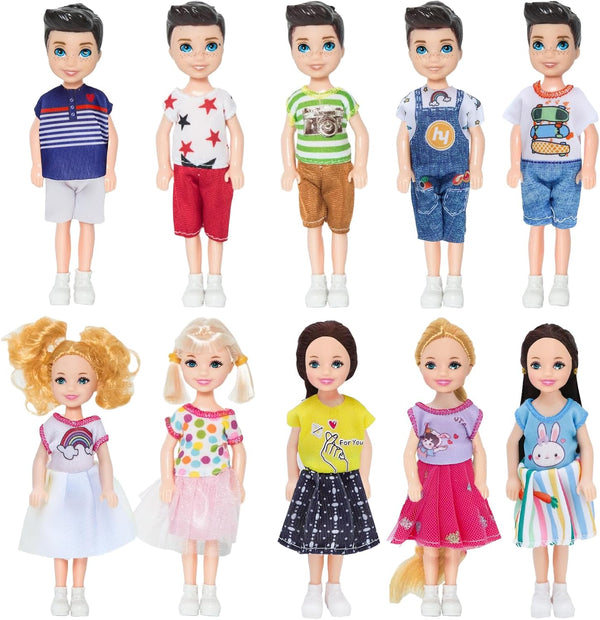 ONEST 10 Sets 5 Inch Mini Dolls with Doll Clothes Party Grown
