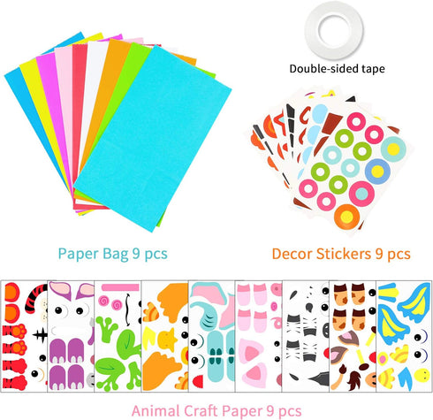 9Pack WATINC Hand Puppet Art Craft - DIY Making Your Own Paper Sock Puppets Kits Wiggle Googly Eyes, Imaginative Early