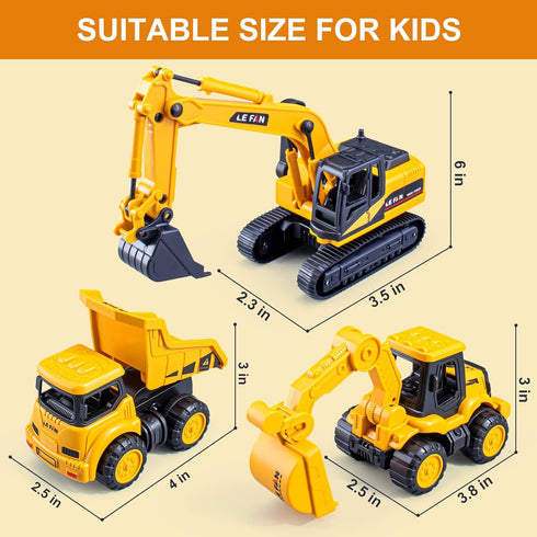 duturpo Mini Construction Trucks Playset for Toddlers, Excavator, Bulldozer, Forklift, Dump Truck, Gift for Kids