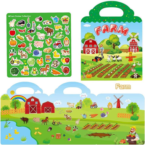 Reusable Sticker Books for Kids - 4 Sets Removable Toddler Sticker Book for Educational Learning Toys