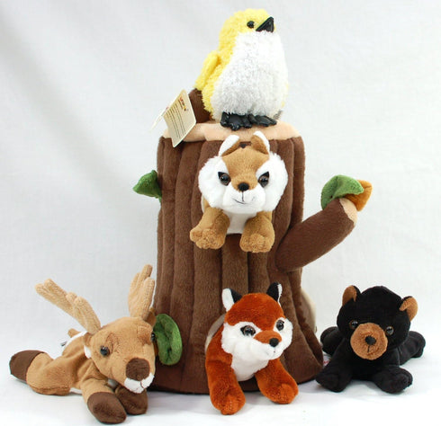 Special Edition Plush Treehouse with Five Stuffed Forest Animals - Tree Stump Included