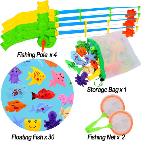 Magnetic Fishing Pool Toys Game - Water Table Bathtub Toy with Floating Fish, Birthday Gifts for Toddler Age 3-6
