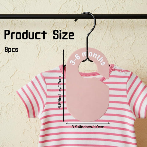Hadnves 8 Pack Closet 8 24+ Baby Divider, Double Sided Baby Wardrobe Organizer Toddler Clothes Hanger Dividers Boy Girl