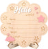 Penitue Hello World Newborn Signs, Wood Cute Baby Welcome Announcement Sign with Holder