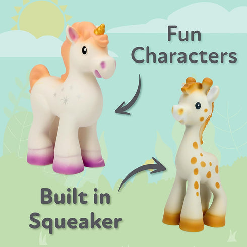 Nuby Jackie The Giraffe Natural Rubber Baby Teether, 3+ Months Teething Toy