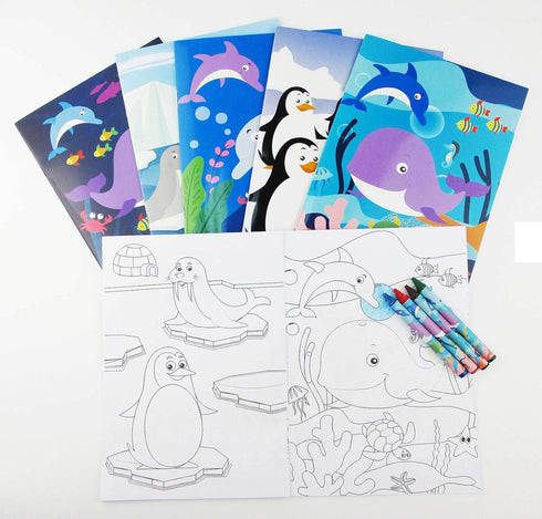 12 48 TINYMILLS Ocean Life Coloring Books for Kids with Coloring Books and Crayons, Ocean Life Under the Sea Treats