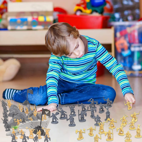 Toy Soldiers Medieval Plastic Knight Action Figure - Castle Playset with 250PCS Mini Ancient Soldiers Warriors