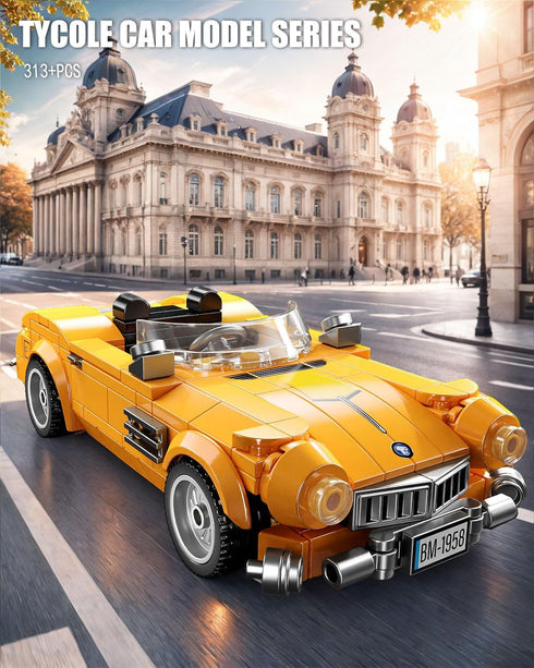 TYCOLE Set 8-12(313Pcs) Sports Cars Building Blocks with Display Case, Retro Race Car Building Toys, Collectible Model