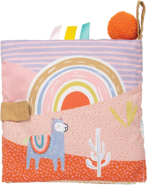 Manhattan Toy Llama Themed Soft Baby Activity Book with Squeaker, Crinkle Paper, Baby-safe Mirror