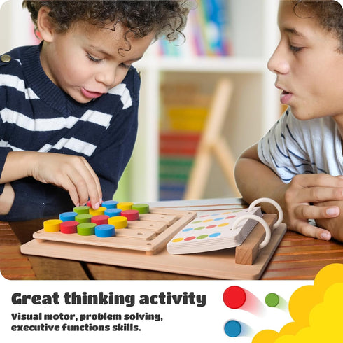 LiKee No-Lose-Parts Wooden Color Matching Slide Puzzle for 3+ Years Old, Montessori Learning Toys for Kids