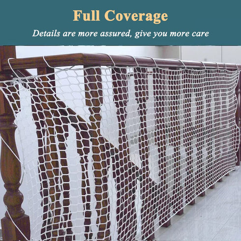 White Safety Rope Net for Kids, Knotless Fence Protective Netting for Stair Balcony, Outdoor Decoration Grid Net,