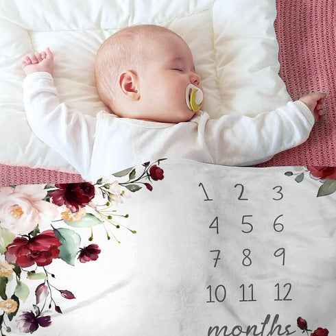 Cartoon Baby Monthly Milestone Blanket, First 12 Months Baby Blanket for Girls, Boys, Perfect Baby Gifts, 30"x40"