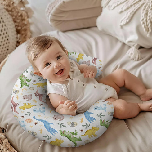 KuphiL10C Cartoon Dinosaur Moon Stars Leaves Pattern Nursing Pillow Cover, Unisex Removable Breastfeeding Pillowcase