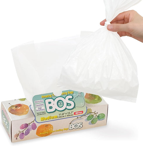 BOS Amazing Odor Sealing Disposable Bags for Diapers, Food Waste, Ostomy Bags,