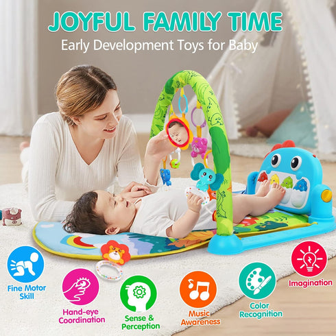 UMIKU Tummy 0-3 6 9 12 Baby Gym Play Mats Baby Time Mat Musical Activity Center for Newborn Infant Piano Babies Play