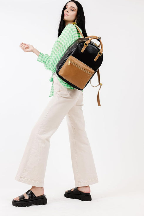 Pack Backpack FAWN DESIGN Diaper (Classic with Contemporary Diaper Bag Features) (Black/Tan)